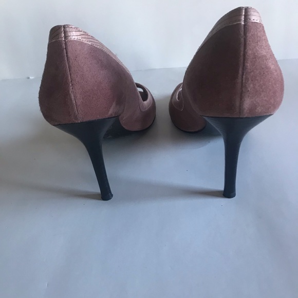 Guess Feisty Suede Open Toe Pumps Rose Pink 6.5M - Picture 3 of 6